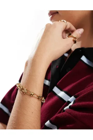 ASOS Waterbestendige armband van roestvrij staal met geknoopte ketting in goudkleur