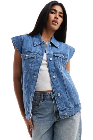 ONLY Denim gilet in middenblauw