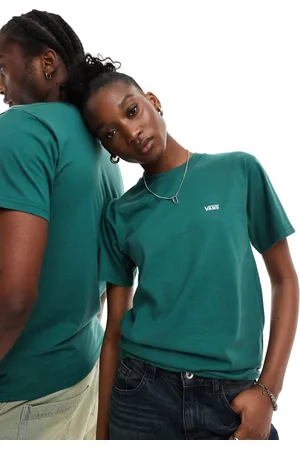 Vans T-shirt met logo op de linkerborst in donkergroen