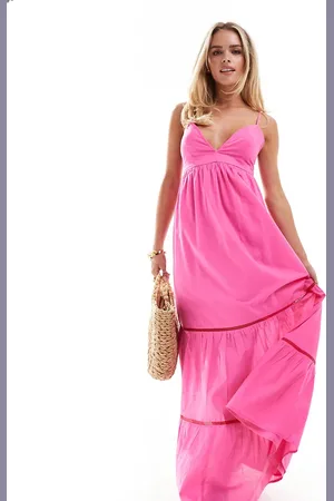 ONLY Maxi-jurk met stroken en contrasterend kant in