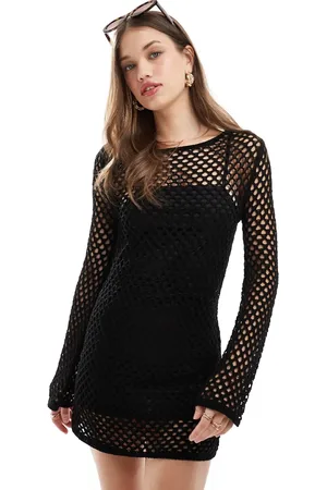 Pull&Bear Gebreide gehaakte mini jurk in