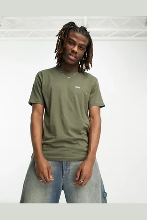 Vans T-shirt met logo links op de borst in donkerolijfgroen