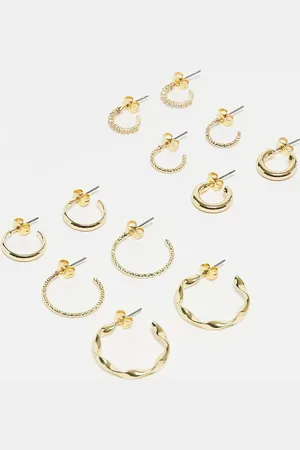Pieces® Set van 6 paar verschillende oorringen in goudkleur