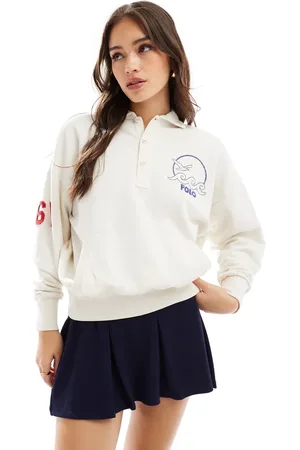 Ralph Lauren Rugby poloshirt met badges in crème