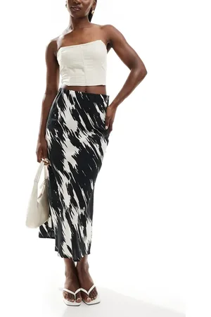 New Look Satijnen midi rok met patroon in