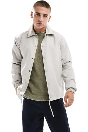 Brave Soul Lichtgewicht coachjack met drukknopen en elastische zoom in beige