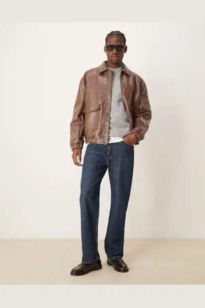 ASOS Oversized Harrington jack van imitatieleer met distressed details in