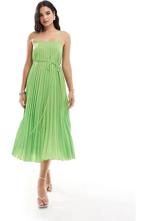 MANGO Geplooide midi cami-jurk in