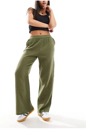 Stradivarius Broek met textuur in kaki