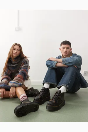 Dr. Martens Church - Quad - Uniseks laarzen van vintage glad leer met 5 veteroogjes in