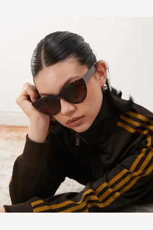 Monki Oversized ronde cat eye zonnebril in tortoise