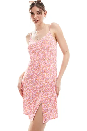 VERO MODA Mini jurk met dunne bandjes, split en bloemenprint in