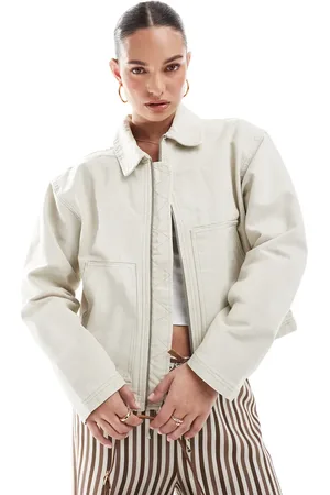 Pull&Bear Oversized jack van canvas in ecru