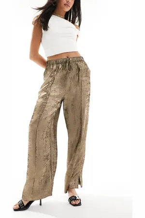 ASOS ASOS DESIGN - Makkelijke broek met metallic effect in brons