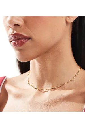 ASOS 14k vergulde korte ketting met golvend ontwerp in goudkleur