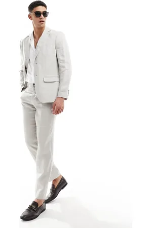 SELECTED Colbert van linnenmix in beige