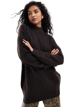 VERO MODA Oversized coltrui in gemêleerd chocoladebruin