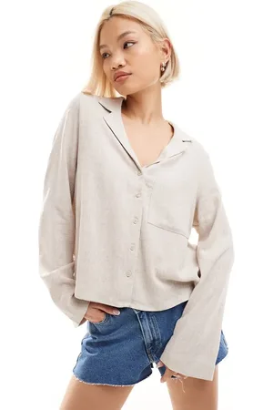 Weekday Trust - Blouse van linnenmix in gebroken