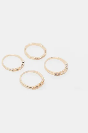 ASOS Set van 4 ringen met delicaat kristaldetail in goudkleur