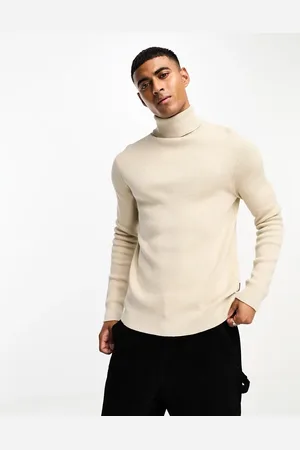 Only & Sons Geribbelde coltrui in beige