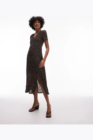 MANGO Nette midi jurk met V-hals en bloemenprint in