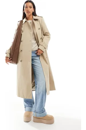 MANGO Premium - Trenchcoat met lange pasvorm in beige