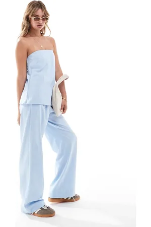 Abercrombie & Fitch Sloane - Elegante broek in lichtblauw, deel van co-ord set
