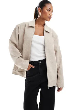 Aria Cove Oversized jack van wolmix met rits in lichtgrijs