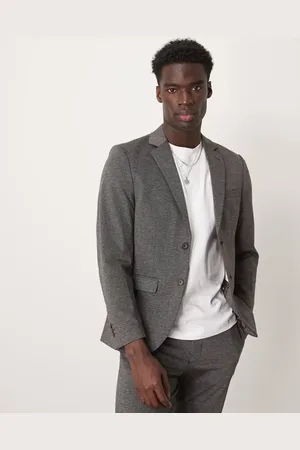 SELECTED Noah - Slim fit jersey blazer in donkergrijs