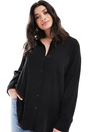 VERO MODA Overhemd van linnenmix met lange mouwen in