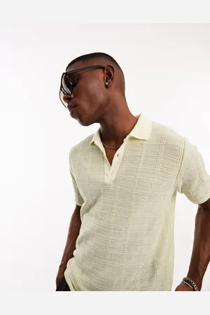 ASOS Gebreid poloshirt met textuur in saliegroen