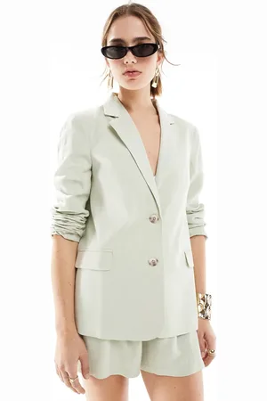 Miss Selfridge Ruimvallend blazer van linnen in saliegroen, deel van co-ord set