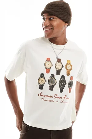 ASOS Oversized recht T-shirt met horlogeprint op de voorkant in