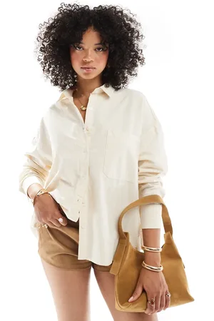 Pull&Bear Gestreept oversized overhemd in karnemelkgeel