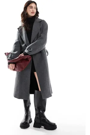Bershka Trenchcoat van wolmix in donkergrijs