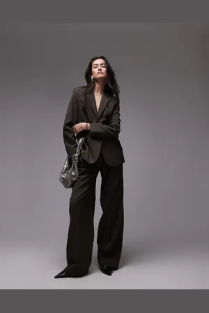 MANGO Ruime pantalon in kaki, deel van co-ord set