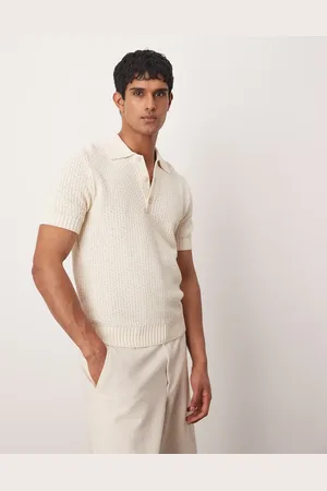 MANGO Gehaakt poloshirt in stone