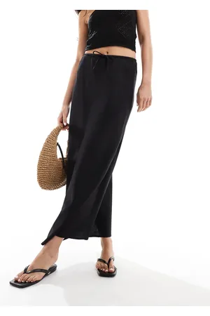 MANGO Midi rok van linnenmix in
