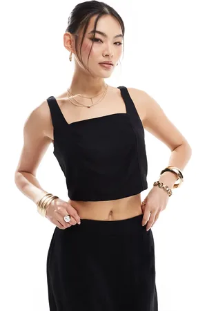 River Island Crop top met linnenlook in , deel van co-ord set