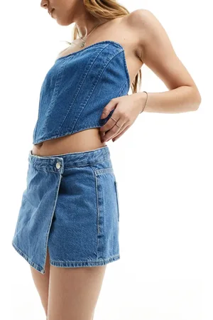 Calvin Klein Rokje met overslag in mid-wash