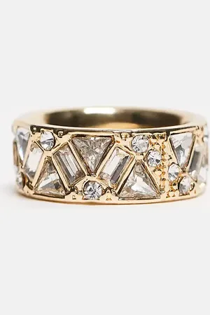 ASOS ASOS DESIGN Curve - Ring met gemengde kristallen in goudkleur