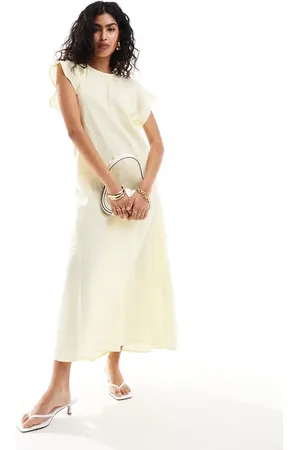 ASOS Mouwloze maxi jurk met ronde hals in lichtgeel