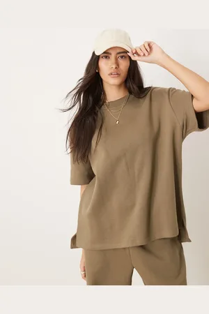 ASOS T-shirt van sweatstof in kaki, deel van co-ord set