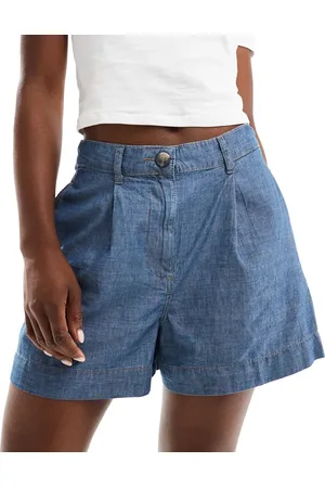 MANGO Ruimvallende short met denimlook in donkerblauw
