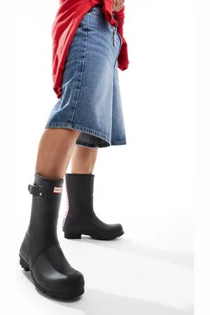 Hunter Original - Korte regenlaarzen met driekleurig logo en riempje achter in
