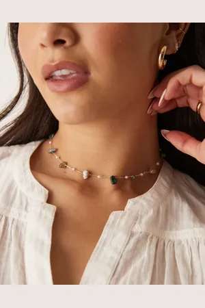 ASOS Korte ketting met halfedelstenen van gemengde grootte in goudkleur