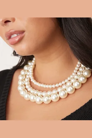 ASOS ASOS DESIGN Curve - Korte ketting met rijen imitatieparels