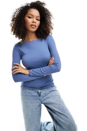 Stradivarius Gerimpelde top met rechte hals in medium