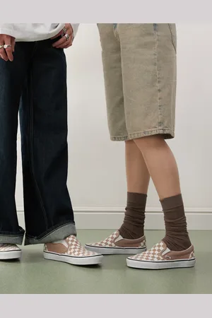 Vans Classic - Colour Theory - Instapsneakers met dambordruitjes in taupe