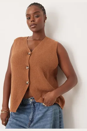 ASOS ASOS DESIGN Curve - Ruimvallend gilet in chocoladebruin